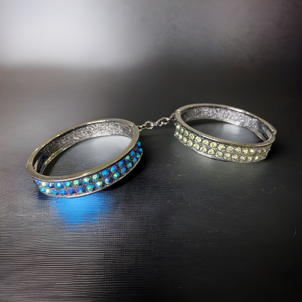 Rhinestone Bracelets polished charcoal metal